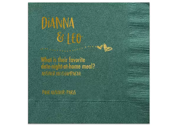 wedding trivia napkins for wedding cocktail hour