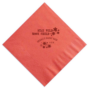 If you are planning a 70s birthday party, these custom napkins are a must. The retro style is perfect for a disco birthday party. Stay wild moon child!