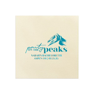 The Party on the Peaks Napkin is perfectly fabulous for destination bachelorette parties and more! Printed on the napkin style and foil color of your choice, the stylish napking is easy to customize with your important event details. 