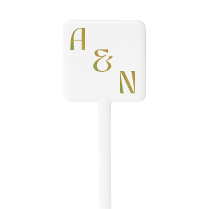 The Sweethearts Initials Stir Stick offers a touch of romance to your beverages with your and your partner's initials intricately entwined in a contemporary script that exudes sophistication and modern elegance. This bespoke stirrer is the perfect accompaniment to any couple's drink, making it an essential detail for romantic dinners or wedding toasts. It's an excellent choice for adding a personalized twist to your celebratory sips.