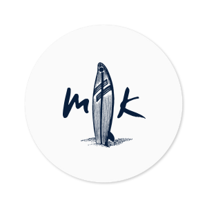 Our personalized White Small Round Label with Matte Navy Ink Label Print Colors has a Surf Board graphic and is good for use in Beach/Nautical, Outdoors themed parties and can't be beat. Showcase your style in every detail of your party's theme!