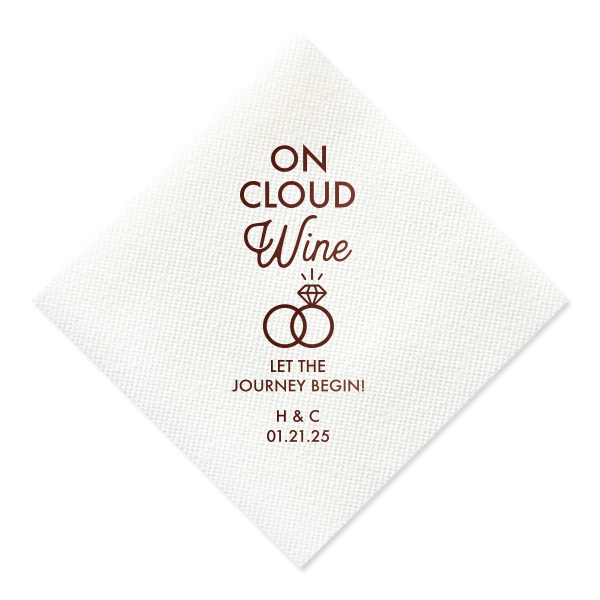 Personalized Watercolor Sangria Cocktail Napkin with Matte Ivory Foil has a Wedding Rings 2 graphic and is good for use in Wedding themed parties and can't be beat. Showcase your style in every detail of your party's theme!