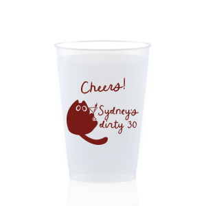 Toast to another fabulous year with the Birthday Cheers Cat Martini Cup, showcasing a cute graphic of a cartoon cat holding a martini glass. Personalize this festive cup with your name, milestone birthday year, and a spirited "Cheers!" in a stylish script font—a purr-fect celebration accessory.