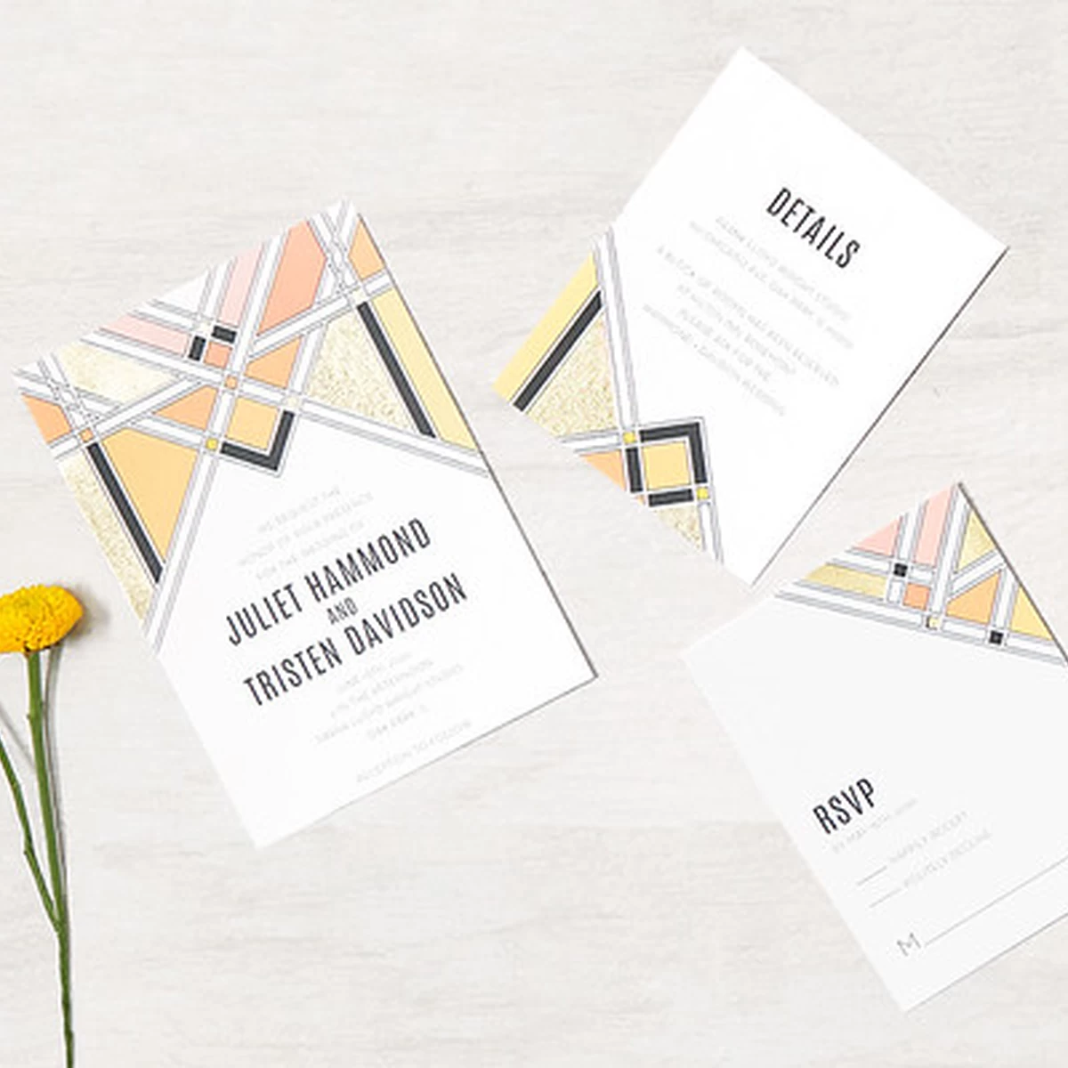 2020 Spring Wedding Art Deco inspired invitations