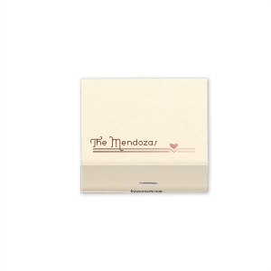 The Modern Heart Flourish Matchbook design marries minimalist style with heartfelt symbolism. The family name floats gracefully above a contemporary line, punctuated by a solitary heart. Perfect for the modern couple who appreciates clean lines and elegant simplicity.