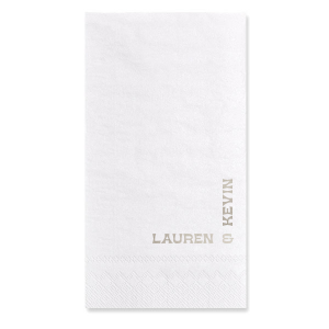 Add a contemporary twist to your wedding with the Right Angle Romance Napkin, where the couple's names intersect to form a chic right angle. This fresh, modern design will be a talking point at your celebration.