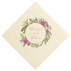 Our beautiful custom Ivory Borderless Full Color + Foil Cocktail Napkin with Shiny Fuchsia Foil will make your guests swoon. Personalize your party's theme today.