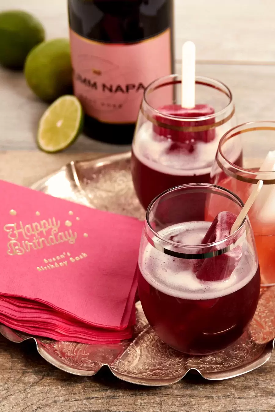 rose and popsicle cocktail for summer drinks