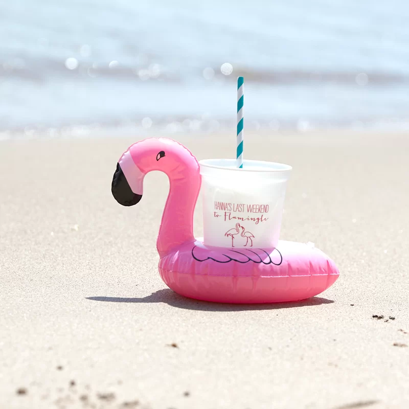 beach flamingo cup float and personalized party cup