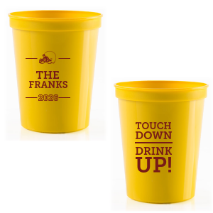 Elevate your game-day experience with the Touchdown Family Name Cup. One side boasts a helmet graphic, crowned by your family name and the season year stacked below. On game day toast to "Touchdown, Drink Up!" with each winning play—perfect for the ultimate football-loving hosts!