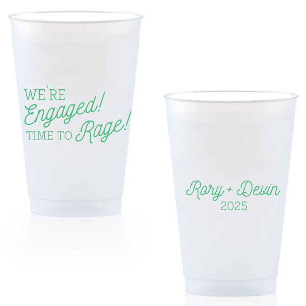 ForYourParty's personalized Green 12 oz Frost Flex Color Cup with Matte White Ink Cup Ink Colors can be personalized to match your party's exact theme and tempo.
