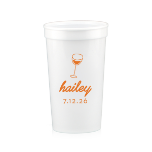 Captivate your guests with the Minimal Bridal Shower Cup, displaying a delicate wine glass illustration. Beneath it, the date of the event is inscribed in a refined sans serif font, while the bride-to-be's name adorns the top in a chic, modern script. A tasteful complement to your stylish and contemporary bridal shower.