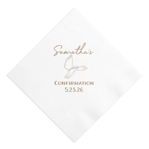 Personalized White Cocktail Napkin with Shiny Champagne Foil has a Dove graphic and is good for use in Animals, Beach/Nautical themed parties and will look fabulous with your unique touch. Your guests will agree!