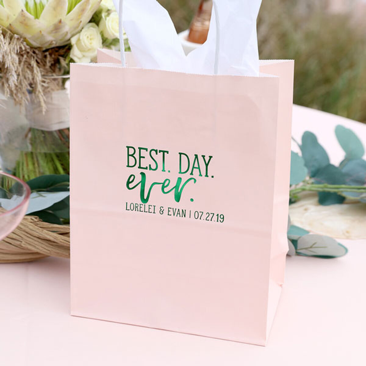 50 Cheers Love Laughter Personalized Flat Paper Goodie Bags Wedding Favors
