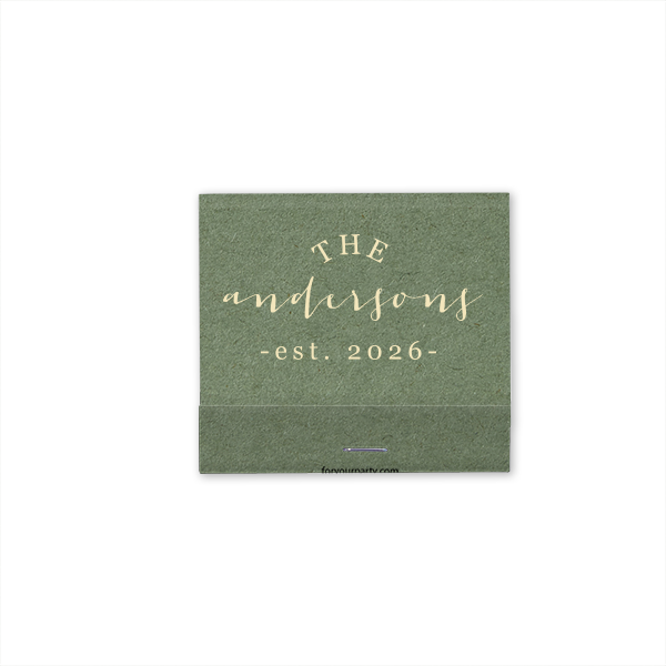 Celebrate a family's legacy with the Script Family Name and Established Year Match. The family name is charmingly scripted, while the foundation year anchors the design. This matchbook embodies joy and the start of a new family era, making it a delightful keepsake.