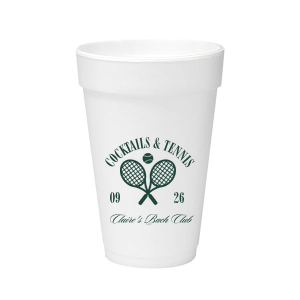 You'll love sipping from the Cocktails & Tennis Cup from our Country Club collection at your next party! The trendy and sporty design is perfect for outdoor summertime events and is available in a wide variety of colors and cup styles, personalizing it to your exact tastes. Featuring customizable text to add your own message, your guests will surely take notice.