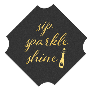Our personalized Black with Silver back Deco Coaster with Shiny 18 Kt Gold Foil has a Bubbly graphic and is good for use in Drinks, Wedding themed parties and will impress guests like no other. Make this party unforgettable.