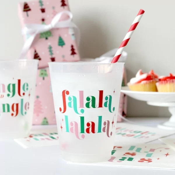 Jingle and Mingle Christmas Party Frost Flex Cups - Pack of 12