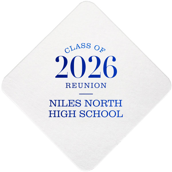 ForYourParty's personalized White Square Coaster with Shiny Royal Blue Foil will give your party the personalized touch every host desires.