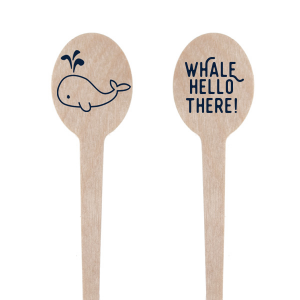 Custom Matte Navy Round Stir Stick with Matte Navy Foil has a Whale graphic and is good for use in Animals, Birthday, Kid Birthday and Baby Shower themed parties and can be personalized to match your party's exact theme and tempo.