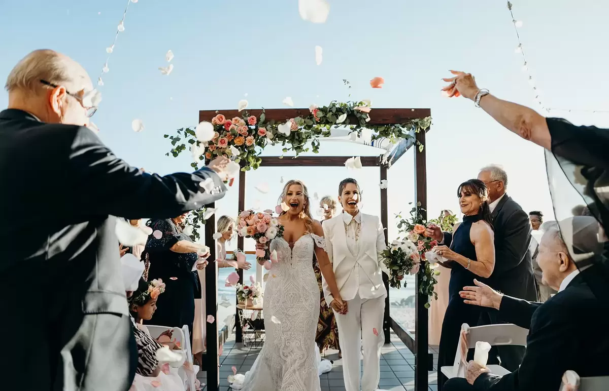 brides beach wedding introduction picture