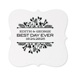Create an instant party favorite with custom coasters! Personalize this Floral Frame design with your names and theme color for a cute and memorable touch to your wedding bar that guests can also take home as personalized party favors.