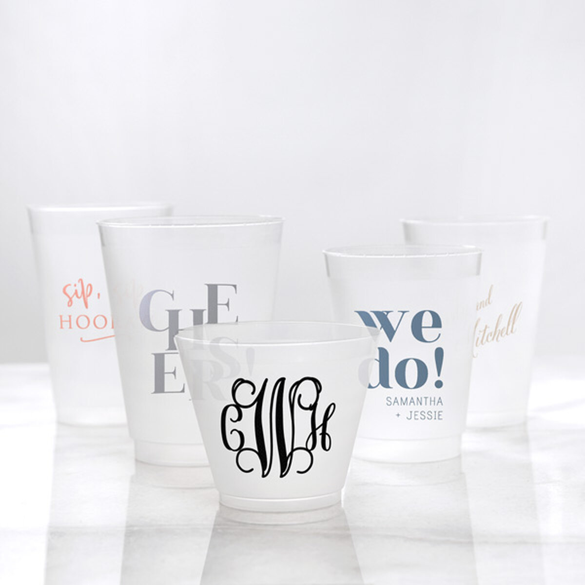 Monogram Cups Bachelorette Cups Plastic Cup Stadium Cups Party Cups Personalized Cups Custom Cups Event Cups Wedding Cups
