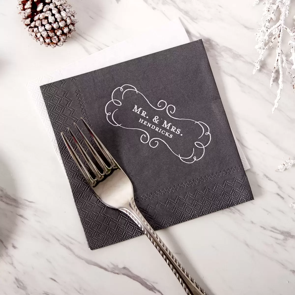 foil stamped wedding napkin