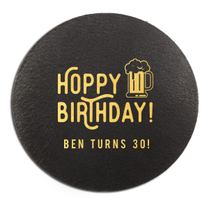 Personalized White Square Coaster with Shiny 18 Kt Gold Foil has a Brew graphic and is good for use in Drinks themed parties and will give your party the personalized touch every host desires.