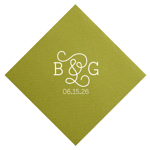 Personalized Moss Green Linen Like Cocktail Napkin with Matte White Foil will look fabulous with your unique touch. Your guests will agree!