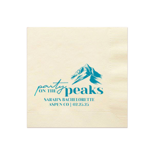 The Party on the Peaks Napkin is perfectly fabulous for destination bachelorette parties and more! Printed on the napkin style and foil color of your choice, the stylish napking is easy to customize with your important event details.