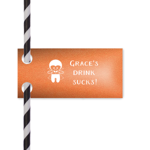 Infuse charm into your drinks with the Vampire Drink Straw Tag. A cute "Count Dracula" stands cheekily beside the phrase "Drink Sucks!" Personalize with the host's name for a fang-tastic touch, making every sip delightfully vampiric and fun!