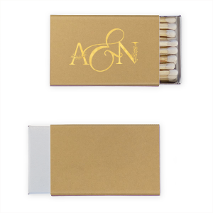 ForYourParty's elegant Natural Khaki 30 Strike Matchbook with Shiny 18 Kt Gold Foil can't be beat. Showcase your style in every detail of your party's theme!