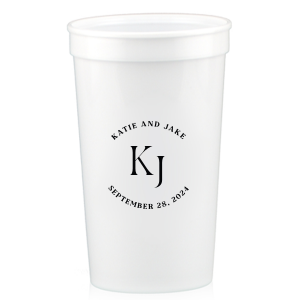 Embrace the essence of matrimonial elegance with the Nuptial Arch Initials Cup, featuring the couple's names and wedding date in a minimal and pristine design, arched gracefully over their shared initials. Cheers to this chic wedding day decor.