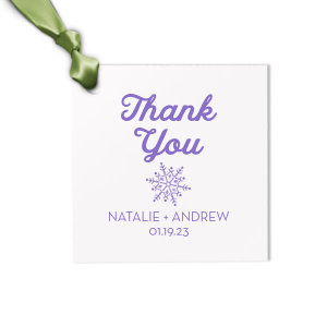 Our beautiful custom Stardream Galvanized Silver Double Point Gift Tag with Matte White Foil has a Snowflake graphic and is good for use in Winter, Holiday, or Wedding themed parties and will give your party the personalized touch every host desires.