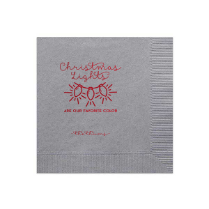 Illuminate your celebration with the Christmas Lights Holiday Napkin, twinkling with festive script and a charming light string. Embrace the glow with your family name, making every gathering shine with the color of holiday joy.