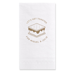 This S'more napkin is perfect for the outdoorsy couple or pair that loves to camp. This custom napkin will be adorable at a wedding or event!