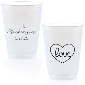 Cocktail Engagement Party Custom Frost Flex Cup Couples's Names Personalized Shatterproof Plastic Frosted Wedding Cups Favor Shower