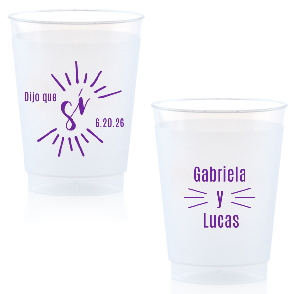 "Cheers to love with the Dijo Que Sí Cup , where 'Sí' beams brightly, symbolizing joyful affirmation. 'Y' artistically unites the couple's names, each side radiating with the warmth and vibrancy of a love celebrated in any language."