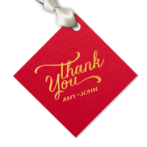 ForYourParty's chic Stardream Navy Large Round Gift Tag with Shiny 18 Kt Gold Foil has a Thank You 3 graphic and is good for use in Wedding, Words, Calligraphy themed parties and will look fabulous with your unique touch. Your guests will agree!