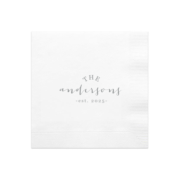 ForYourParty's elegant White Quick Ink Printed Cocktail Napkin with Matte Slate Gray Ink will look fabulous with your unique touch. Your guests will agree!