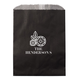 Personalized White Goodie Bag with Shiny Copper Foil Color has a Geo Flowers graphic and is good for use in Floral themed parties and can be personalized to match your party's exact theme and tempo.