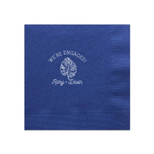Announce your engagement with the We’re Engaged! Palm Leaf & Names Napkin. Featuring an artistic palm leaf symbolizing victory, peace, and eternal life, this design captures the joy of your exciting news. With the couple’s names below, it’s a beautiful way to celebrate your love story.