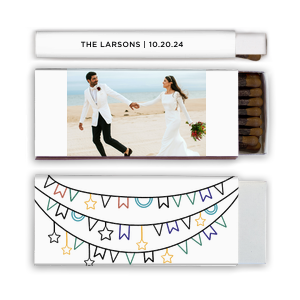 Our personalized White Classic Custom Photo Matchbox with Matte Black Ink Digital Print Colors and Matte Fuchsia Ink Digital Print Colors will add that special attention to detail that cannot be overlooked.