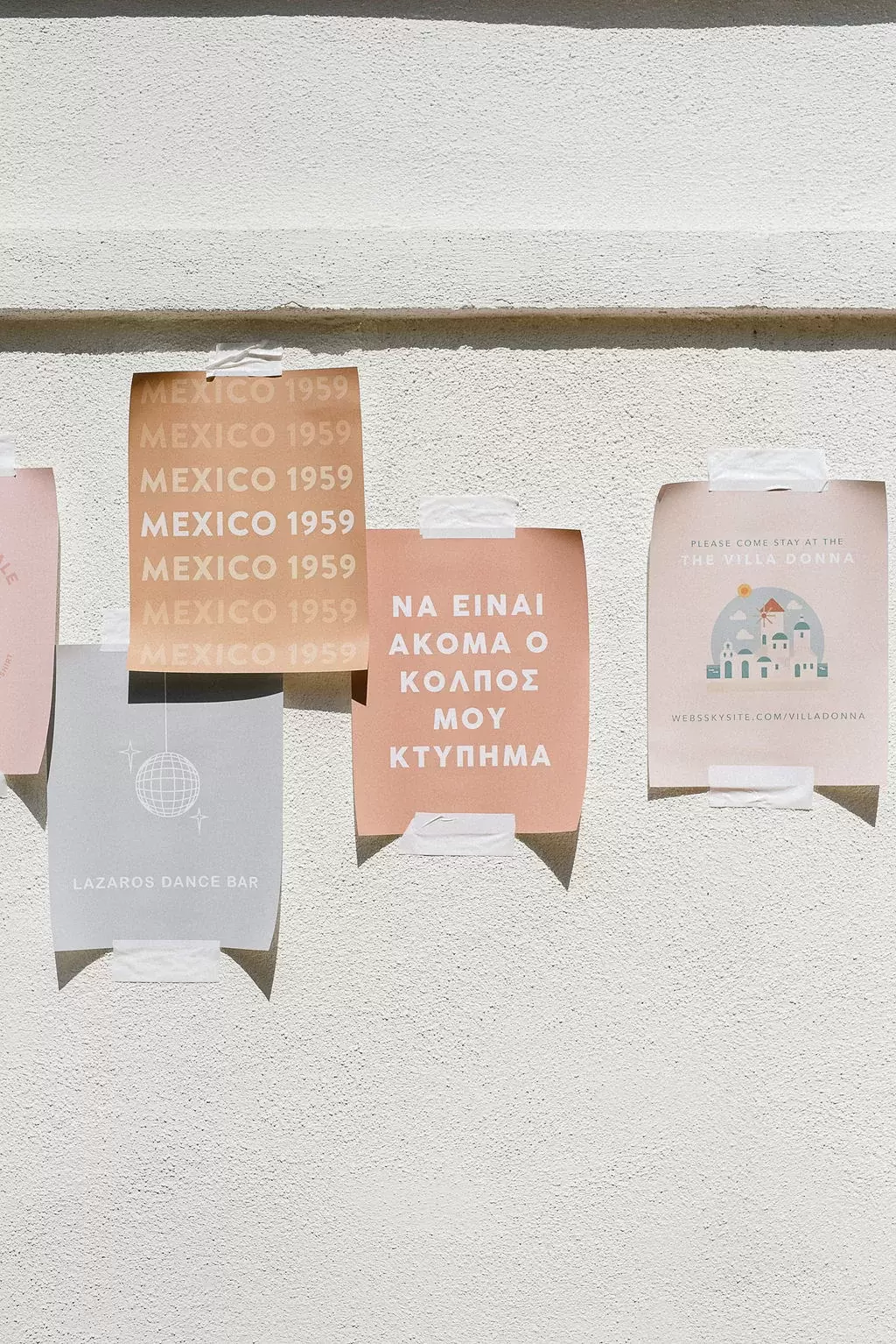 Mama Mia inspired posters at theme party, designed by party host