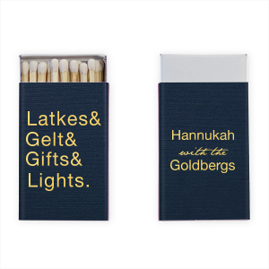 ForYourParty's elegant Linen Navy Blue Classic Matchbox with Shiny 18 Kt Gold Foil will add that special attention to detail that cannot be overlooked.