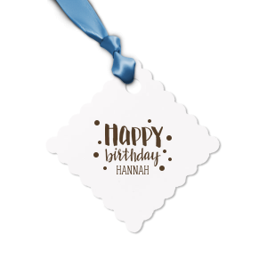 This custom, hand-lettered gift tag is a great giftwrap accessory for any birthday celebration. Featuring high-quality paper stock with a smooth, matte finish, you can further personalize your tag with a custom letterpress ink and ribbon cover. Order now to get it in time for the big day!