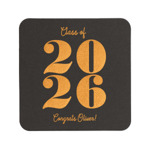 Commemorate this significant achievement with the Milestone Year Grad Coaster, boldly highlighting the graduation year, complemented by the graduate's name. A distinguished and practical keepsake for any graduation celebration.