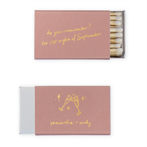 Do you remember The 21st Night of September? Get ready to dance the night away with this custom wedding napkin. Customize with the date of your wedding if it doesn't fall on September 21st, and the couple's names. 