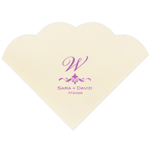 Unfold a touch of nobility with the Elegant Initial Wedding Napkin, where a stately initial crowns the timeless fleur de lis. Accompanied by the couple's full names and date, this napkin artfully celebrates a sophisticated union.